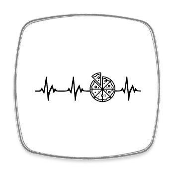 Pizza Heartbeat - Square fridge magnet - white - Front