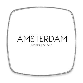 Amsterdam, Hollande-Septentrionale, Pays-Bas, Benelux - Magnet carré - blanc - Devant