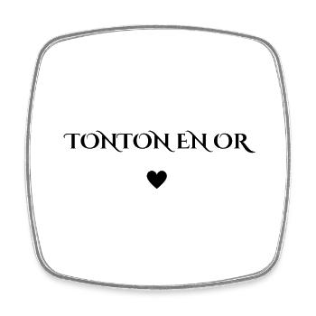 tonton en or - Magnet carré - blanc - Devant