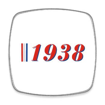 Jahr 1938 - Viereckiger Kühlschrankmagnet - Weiß - Vorne