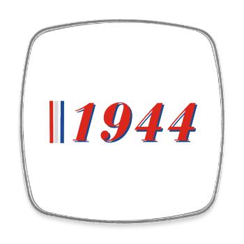 Jahr 1944 - Viereckiger Kühlschrankmagnet - Weiß - Vorne