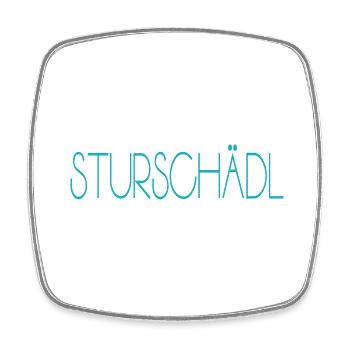 Sturschädl - Viereckiger Kühlschrankmagnet - Weiß - Vorne
