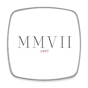 Chiffre romain Année de naissance Fait en 2007 - Magnet carré - blanc - Devant