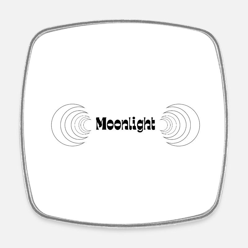 Moonlight lettering with crescent moon - Square fridge magnet - white