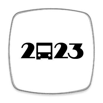 Bus, travel, holiday, school trip 2023 - Square fridge magnet - white - Front