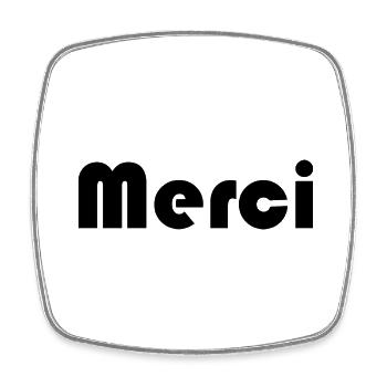 MERCI. THANKS. THANK YOU. ANNIVERSAIRE. MAÎTRESSE - Magnet carré - blanc - Devant