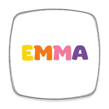 Name - Emma - Square fridge magnet - white - Front