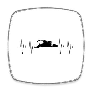 Snow groomer silhouette heartbeat snow groomer - Square fridge magnet - white - Front