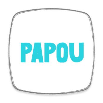 PAPOU. PAPA. FÊTE DES PÈRES. BONNE FÊTE PAPA - Magnet carré - blanc - Devant