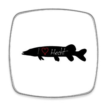 I Love brochet en noir avec lettrage transparent - Magnet carré - blanc - Devant