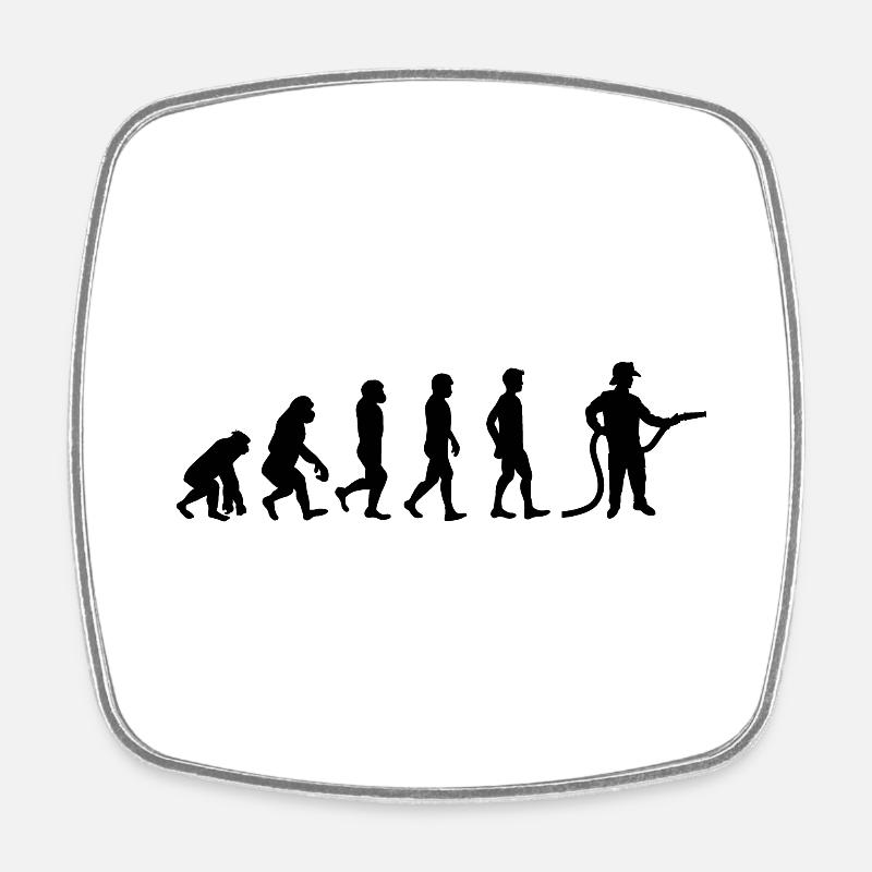 Evolution Feuerwehrmann schwarz - Viereckiger Kühlschrankmagnet - Weiß