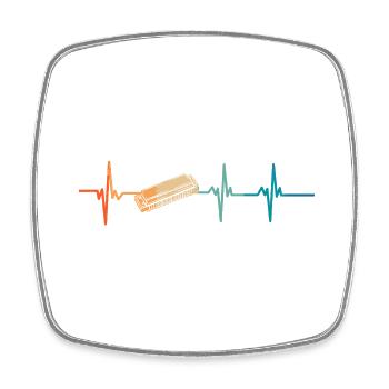 Harmonica heartbeat - Square fridge magnet - white - Front