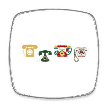 Vintage-Retro-Telefon - Viereckiger Kühlschrankmagnet - Weiß - Vorne