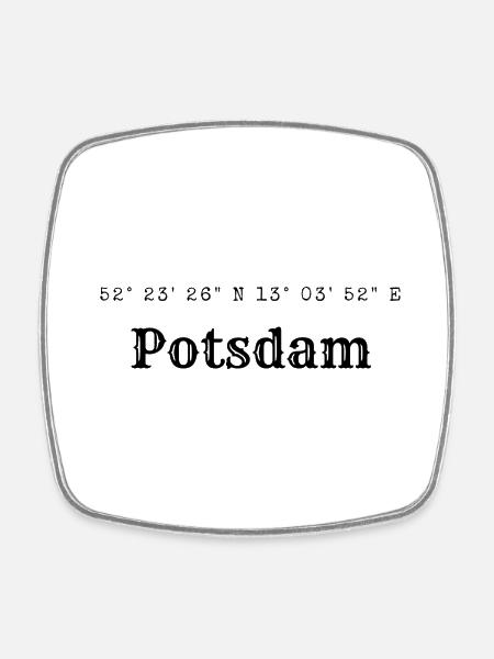 Potsdam Koordinaten - Viereckiger Kühlschrankmagnet - Weiß
