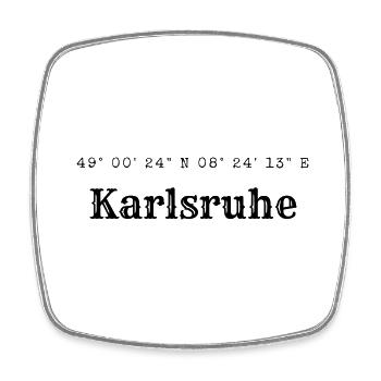 Karlsruhe coordinates - Square fridge magnet - white - Front