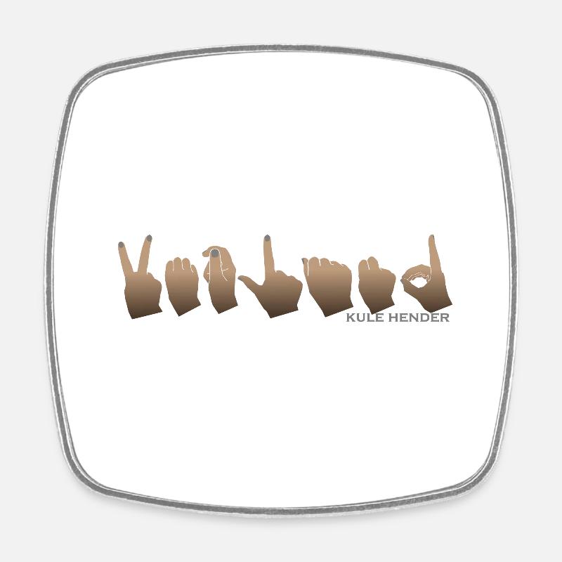 Hand alphabet Vetland brown gradient 1 - Square fridge magnet - white