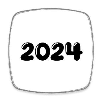 2024 - Viereckiger Kühlschrankmagnet - Weiß - Vorne