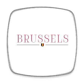 Brussels, Belgium Elegance T-Shirt - Square fridge magnet - white - Front