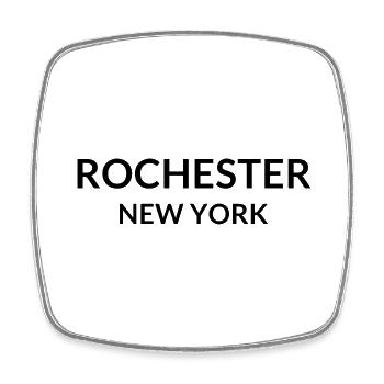 Rochester, New York, USA - Square fridge magnet - white - Front