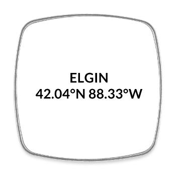 Elgin Illinois USA Koordinaten - Viereckiger Kühlschrankmagnet - Weiß - Vorne