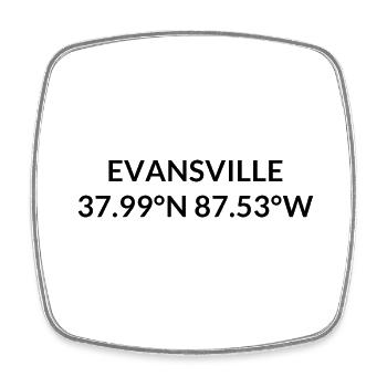 Coordonnées de Evansville, Indiana, États-Unis - Magnet carré - blanc - Devant