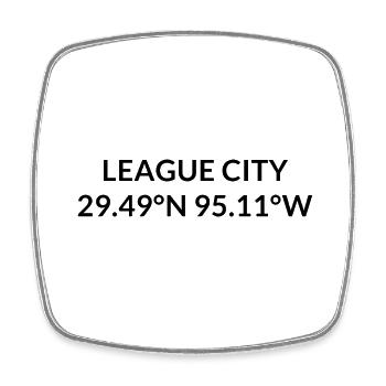 League City Texas USA Koordinaten - Viereckiger Kühlschrankmagnet - Weiß - Vorne