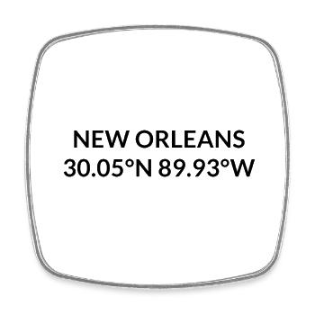 New Orleans Louisiana USA Koordinaten - Viereckiger Kühlschrankmagnet - Weiß - Vorne