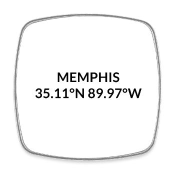 Memphis Tennessee USA Koordinaten - Viereckiger Kühlschrankmagnet - Weiß - Vorne
