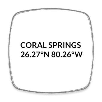 Coral Springs Florida USA Koordinaten - Viereckiger Kühlschrankmagnet - Weiß - Vorne