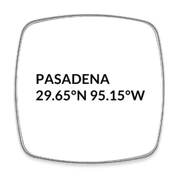 Coordonnées Pasadena, Texas, États-Unis - Magnet carré - blanc - Devant