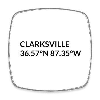 Clarksville Tennessee USA Koordinaten - Viereckiger Kühlschrankmagnet - Weiß - Vorne
