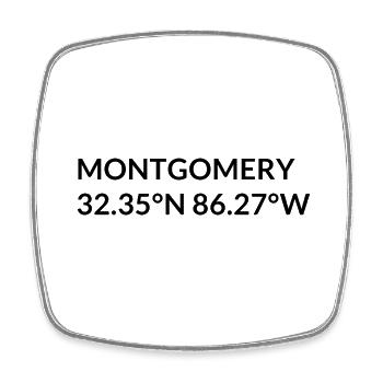 Montgomery, Alabama, United States Coordinates - Square fridge magnet - white - Front