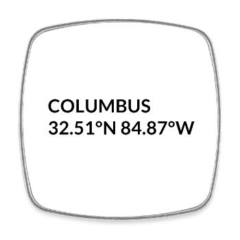 Columbus Georgia USA Koordinaten - Viereckiger Kühlschrankmagnet - Weiß - Vorne