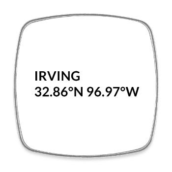 Irving, Texas, United States Coordinates - Square fridge magnet - white - Front