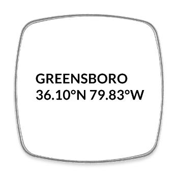 Greensboro, North Carolina, USA Coordinates - Square fridge magnet - white - Front