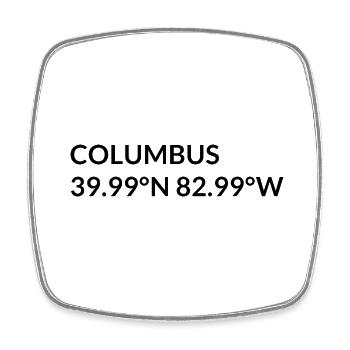 Columbus Ohio USA Koordinaten - Viereckiger Kühlschrankmagnet - Weiß - Vorne