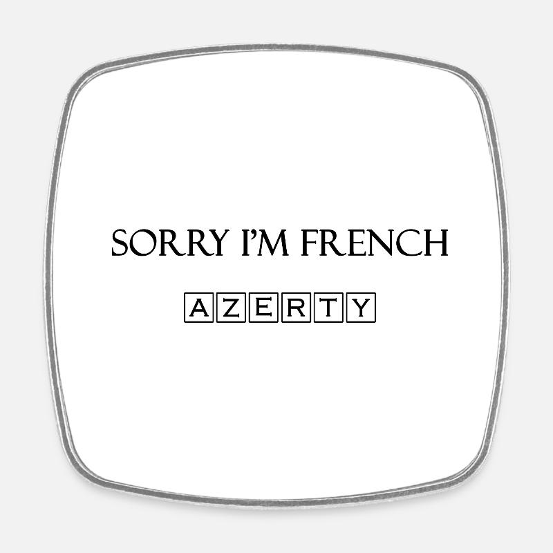 azerty noir - Magnet carré - blanc