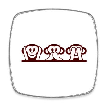 3 Wise Monkeys Hear Nothing Say See Monkey Fun - Square fridge magnet - white - Front