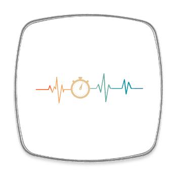Heartbeat Retro Stopwatch - Square fridge magnet - white - Front