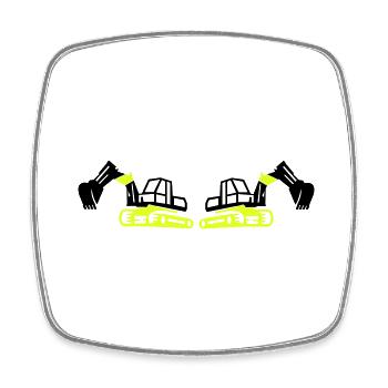 bagger 2 - Viereckiger Kühlschrankmagnet - Weiß - Vorne