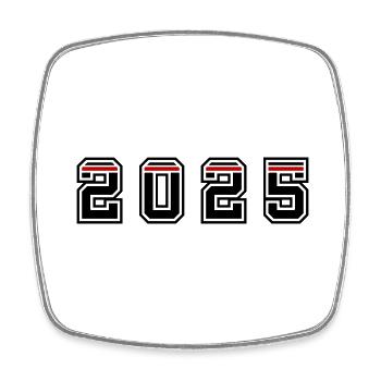 2025 Jahr - Viereckiger Kühlschrankmagnet - Weiß - Vorne