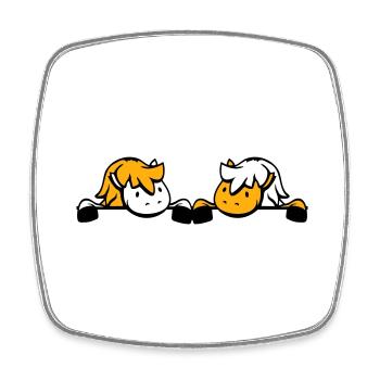2 Horses Team Hidden Behind Fence Wall Friend - Square fridge magnet - white - Front