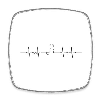 Battements de coeur ECG ligne chat - Magnet carré - blanc - Devant