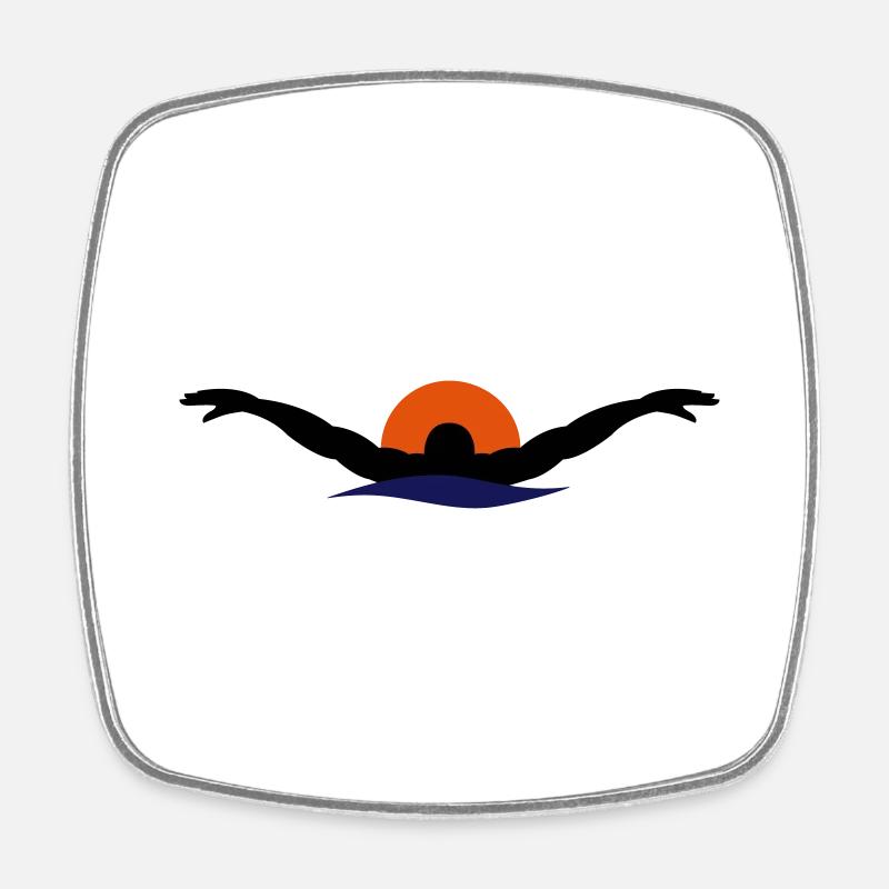 natation - Magnet carré - blanc