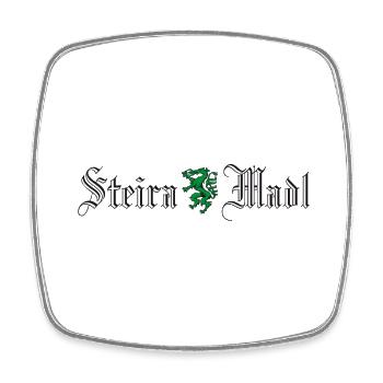 Steiramadl mit Panther Geschenk Steiermark - Viereckiger Kühlschrankmagnet - Weiß - Vorne