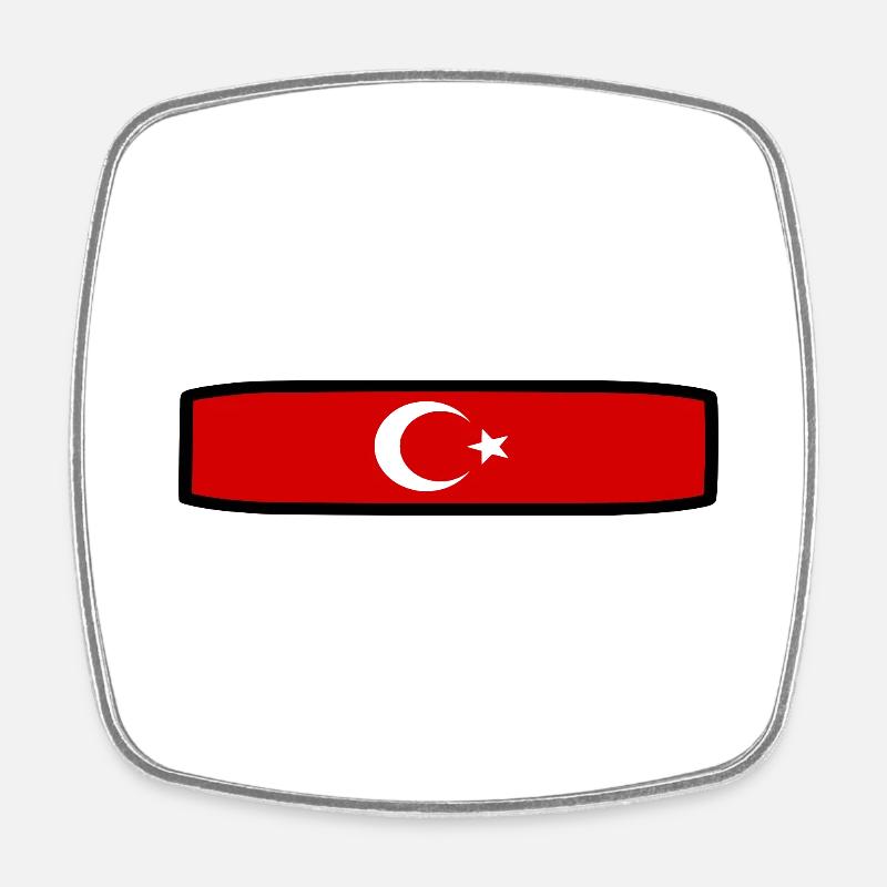 Drapeau turc - Magnet carré - blanc