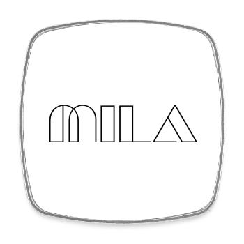 Name Mila Modern Black - Square fridge magnet - white - Front