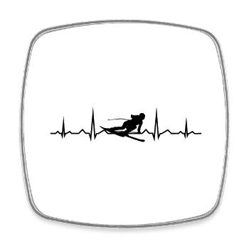 Heartbeat Ski Dames Ski Filles - Magnet carré - blanc - Devant