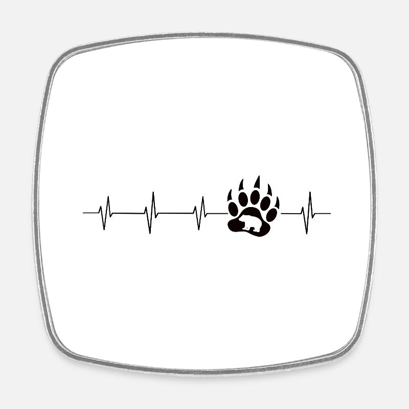 Heartbeat Bear Paw - Square fridge magnet - white