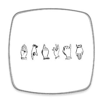 langue des signes LSF idée cadeau - Magnet carré - blanc - Devant